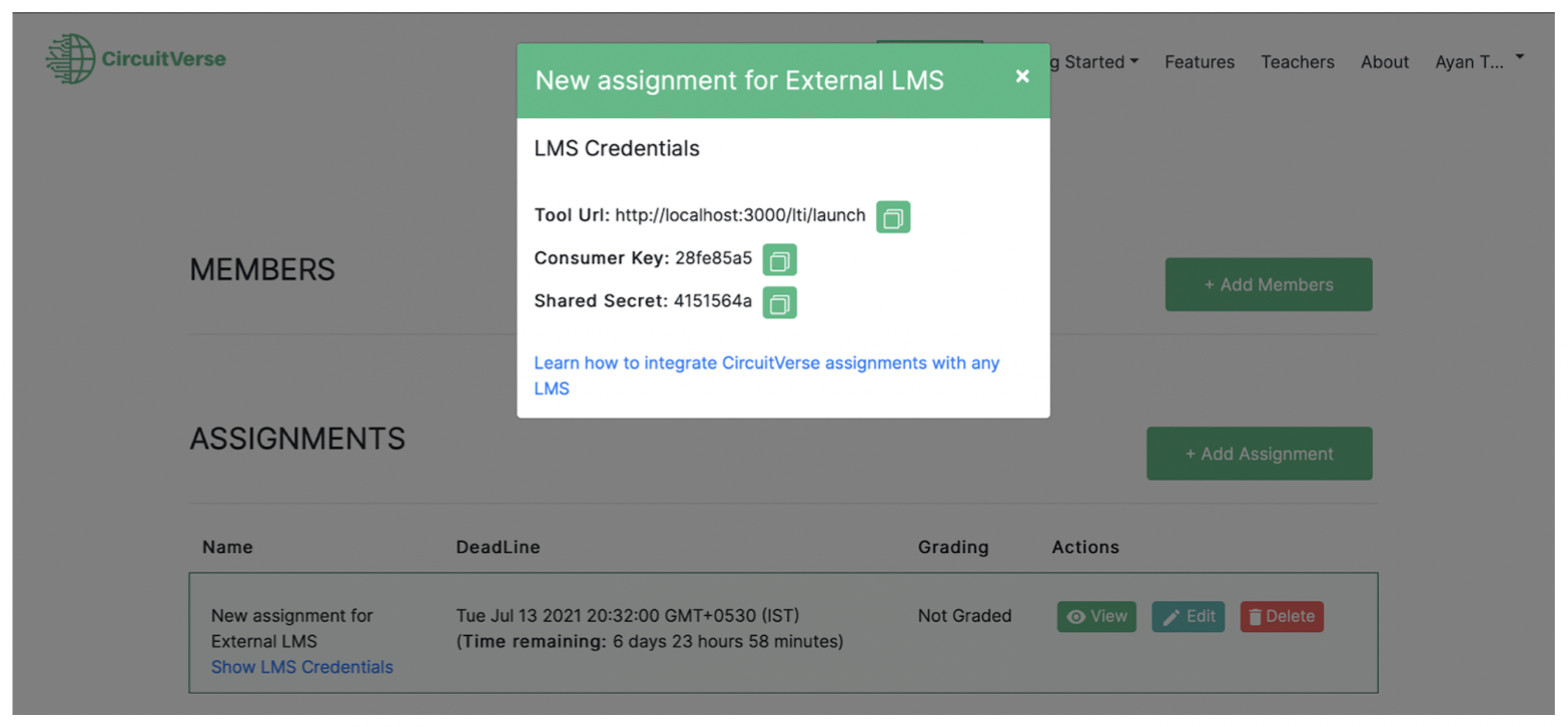 LMS Credentials Modal