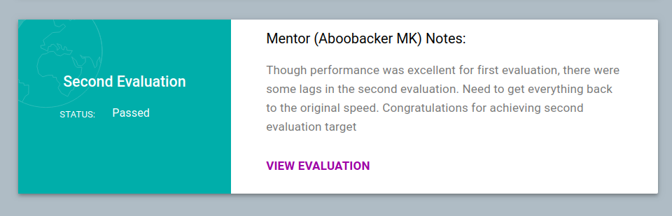 Second Evaluations Passed